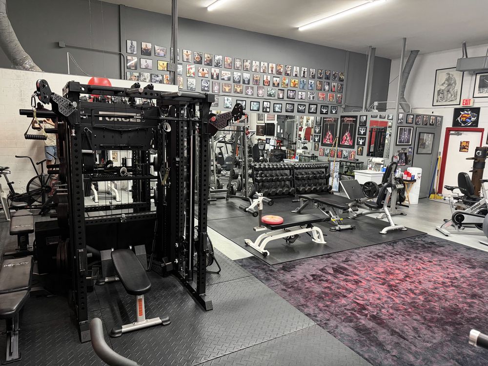 The main training floor looking toward the free weights